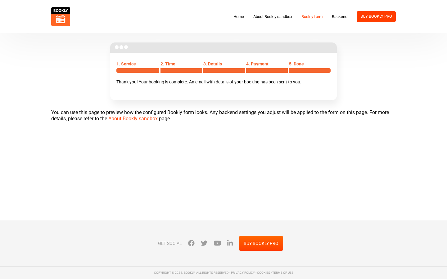 Bookly Pro Done step — confirmation message