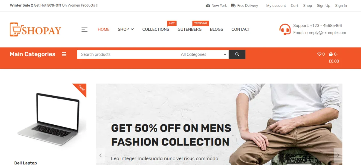 Shopay WooCommerce WordPress theme homepage