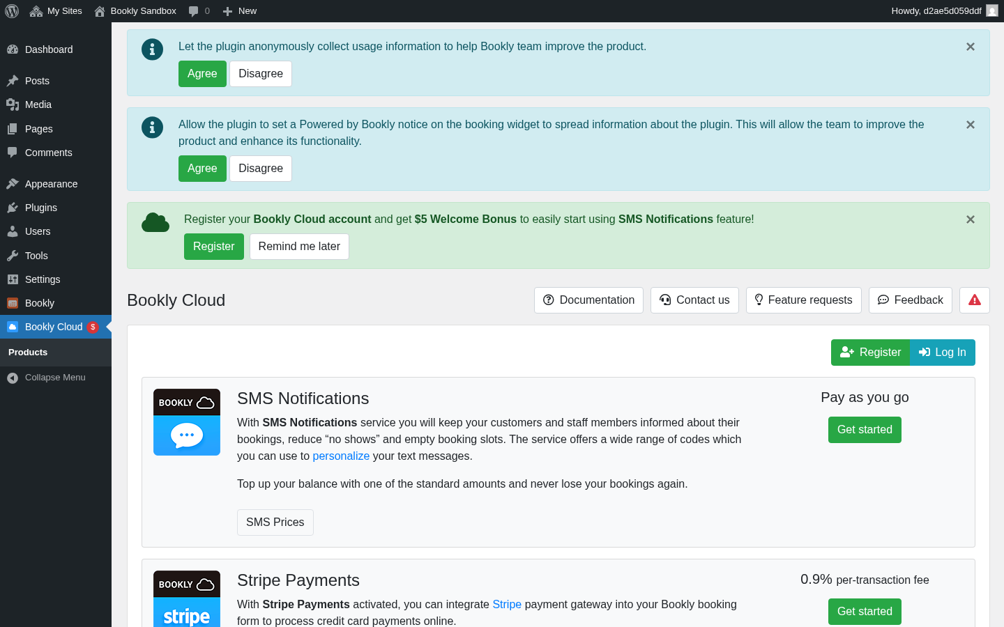 Bookly Cloud Products — SMS, WhatsApp, Cron, Stripe Connect