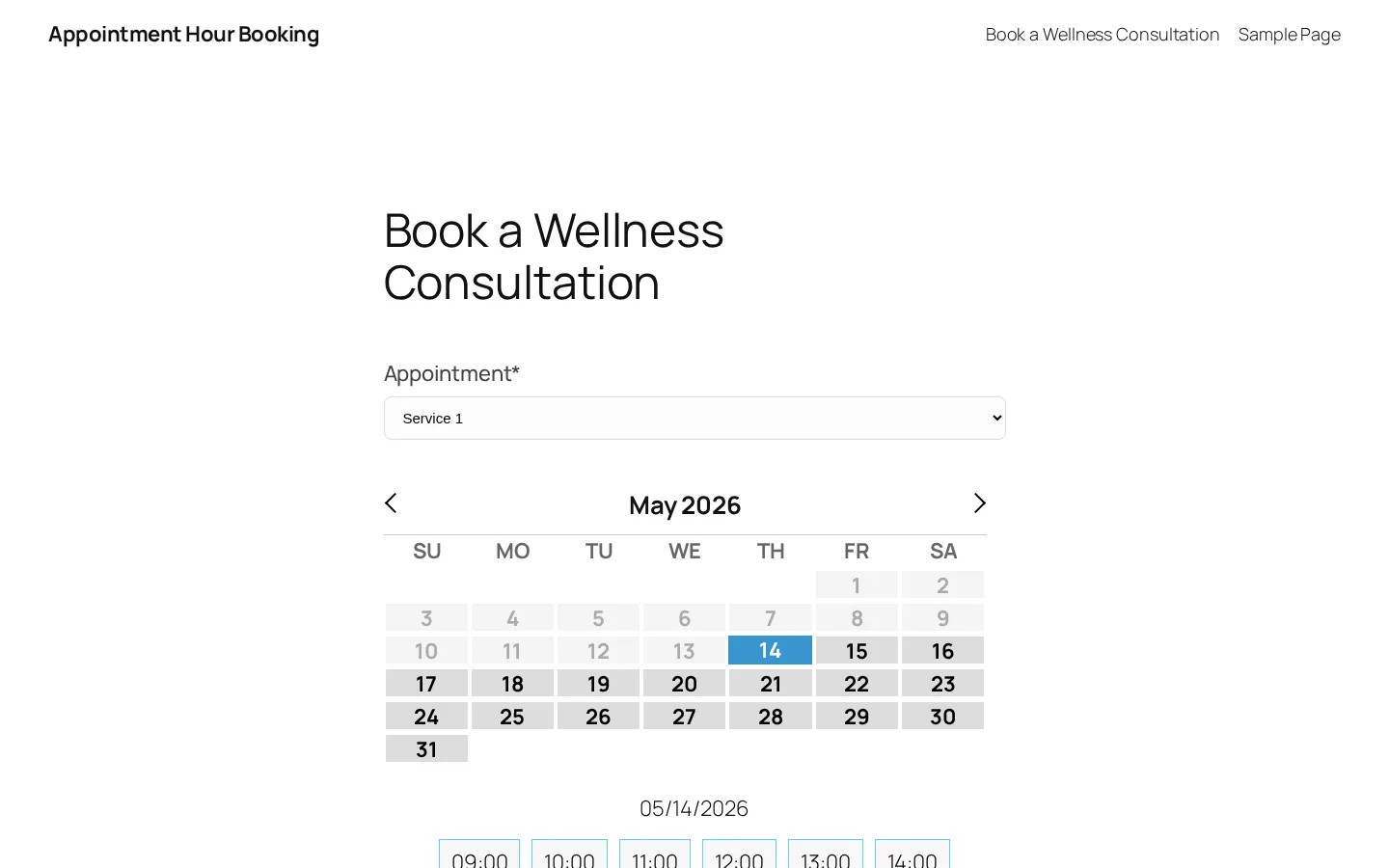 Public booking page