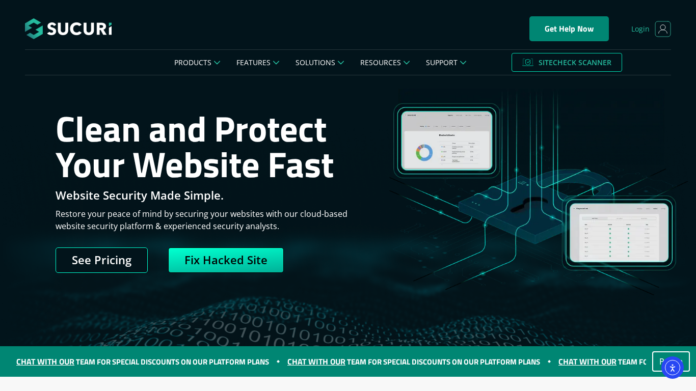 Captura del sitio web de Sucuri