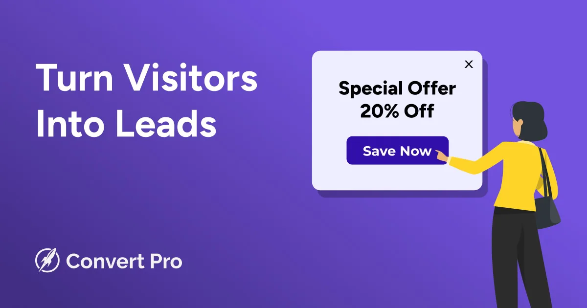 Convert Pro drag-and-drop popup builder interface showing the current editor design