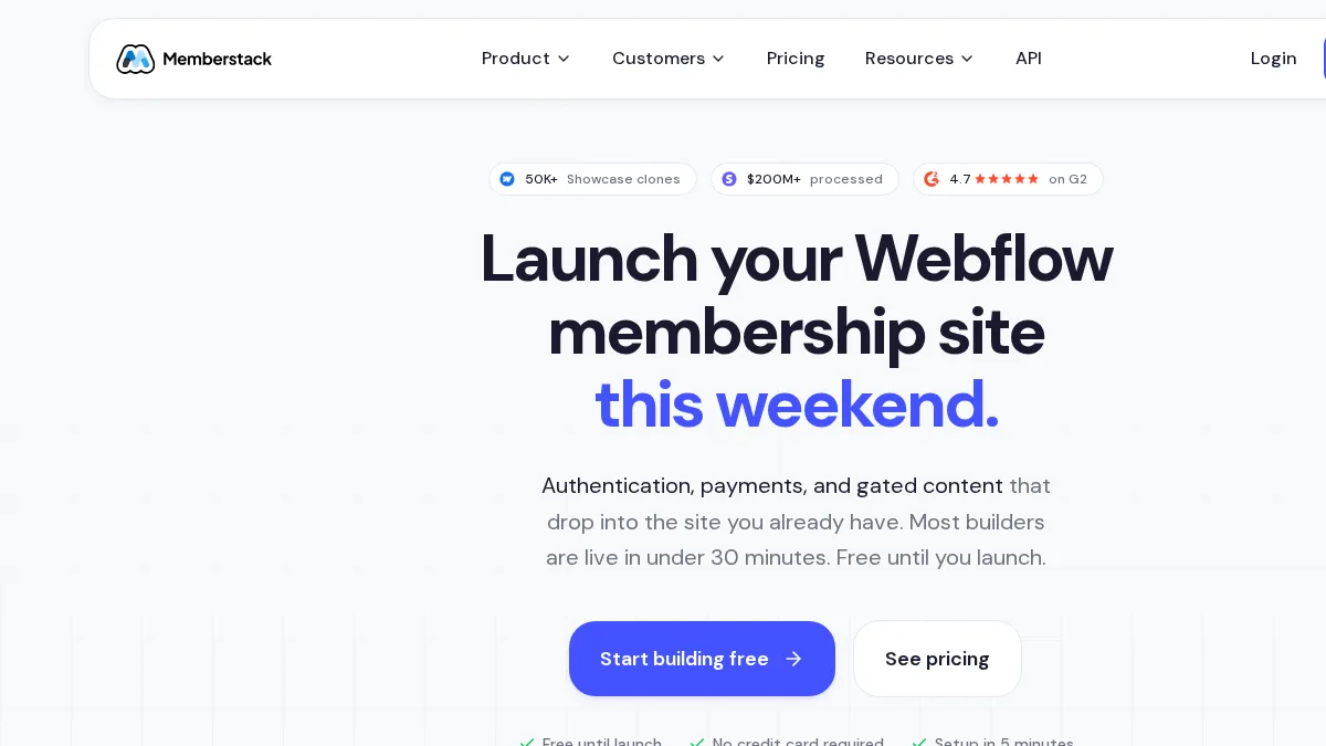 Memberstack dashboard showing member list and plan configuration