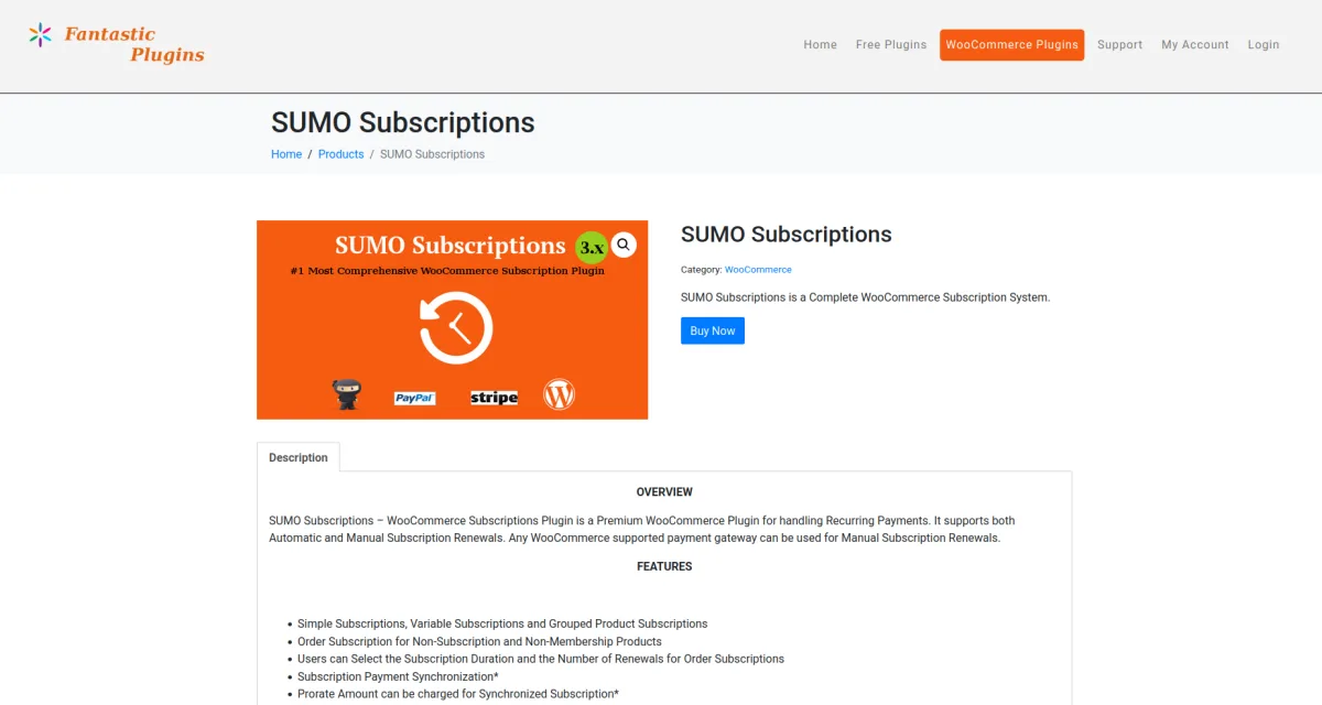 SUMO Subscriptions WooCommerce plugin