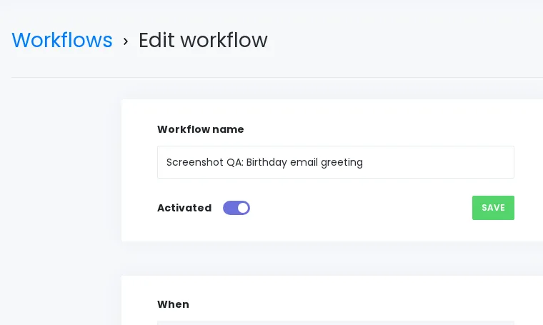 Booknetic regular workflow editor showing Customer birthday event and Send Email action.