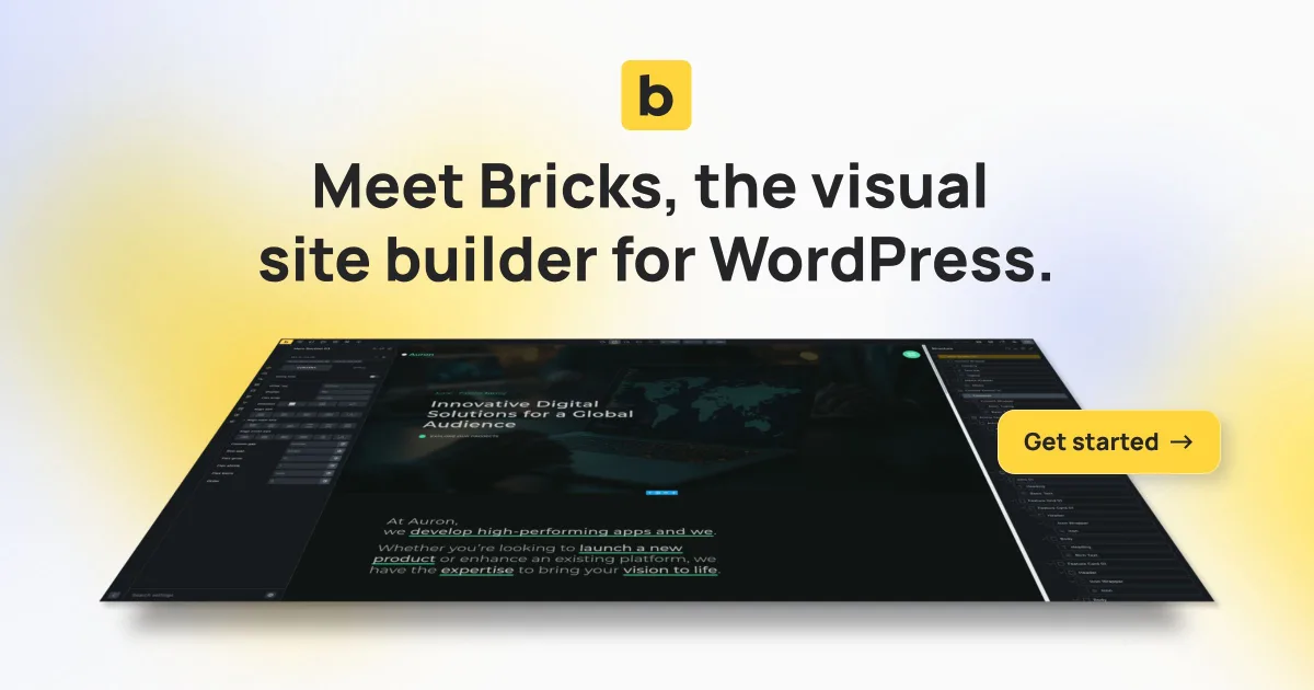 Bricks visual editor with structure panel and live canvas