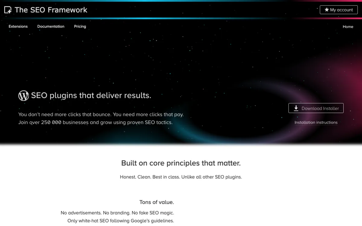 The SEO Framework plugin homepage
