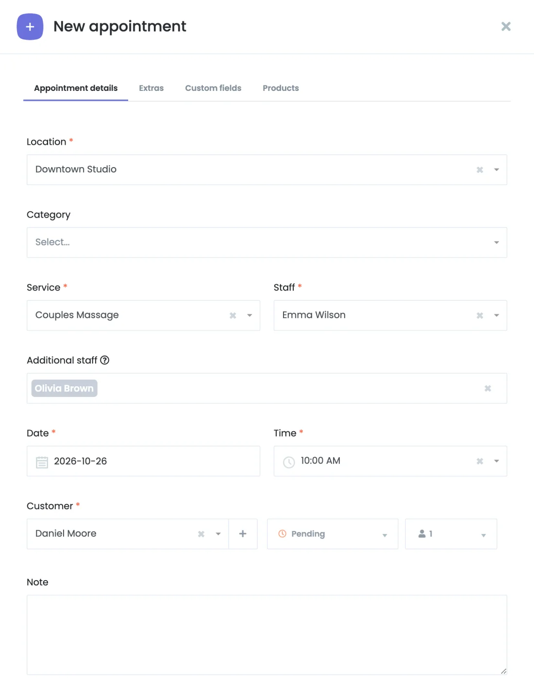 Additional staff field in the Booknetic appointment form