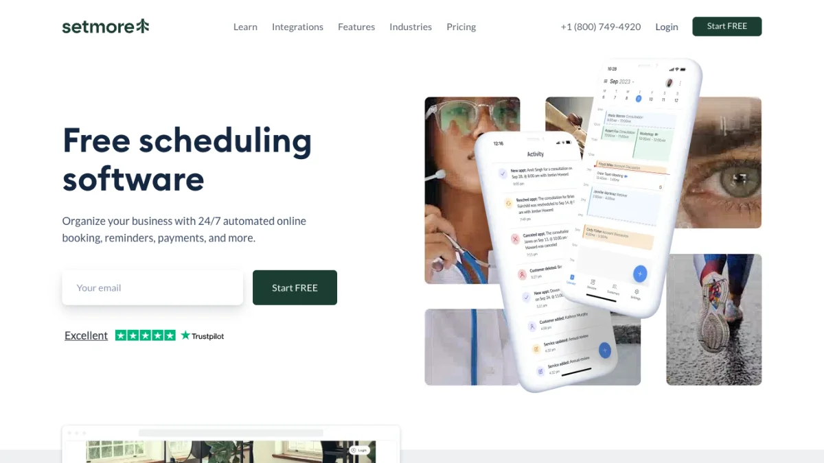 Setmore home page