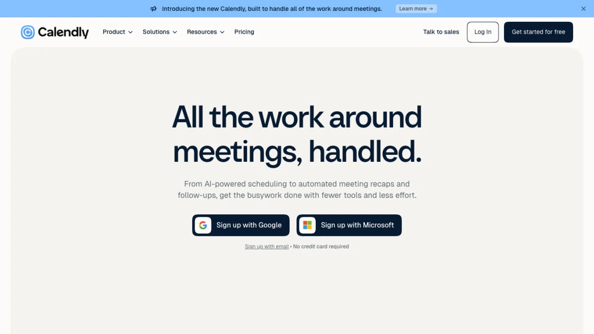 Calendly home page