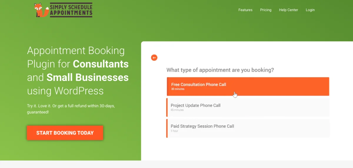 Simply Schedule Appointments WordPress plugin home page