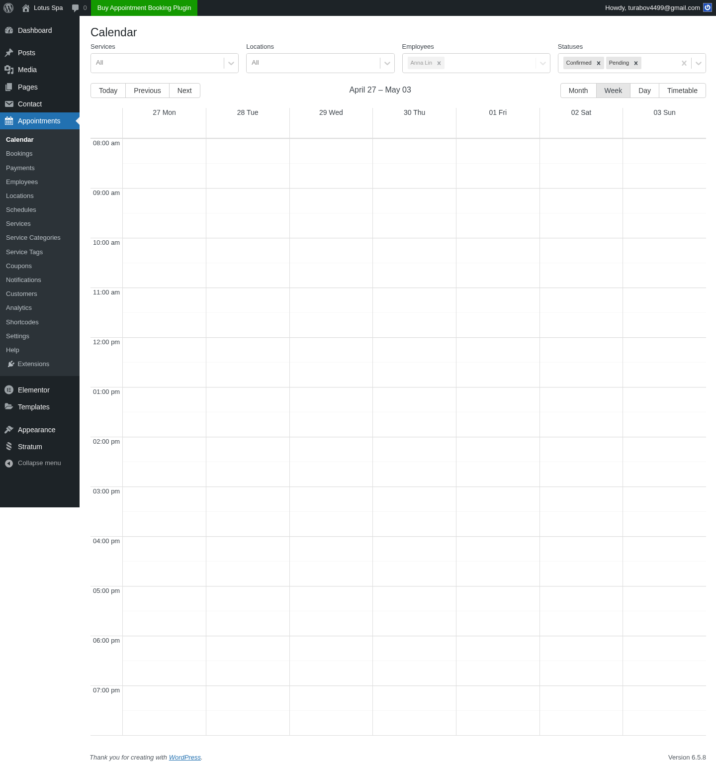 MotoPress admin Calendar — Month view with the test booking on May 4