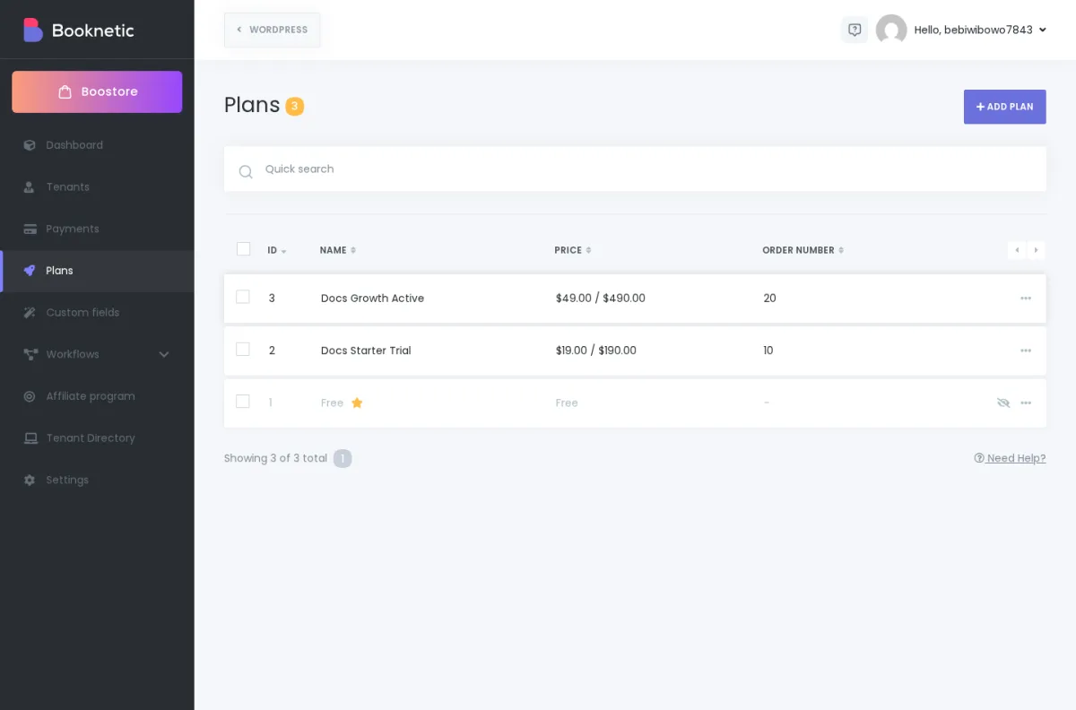 Plan list