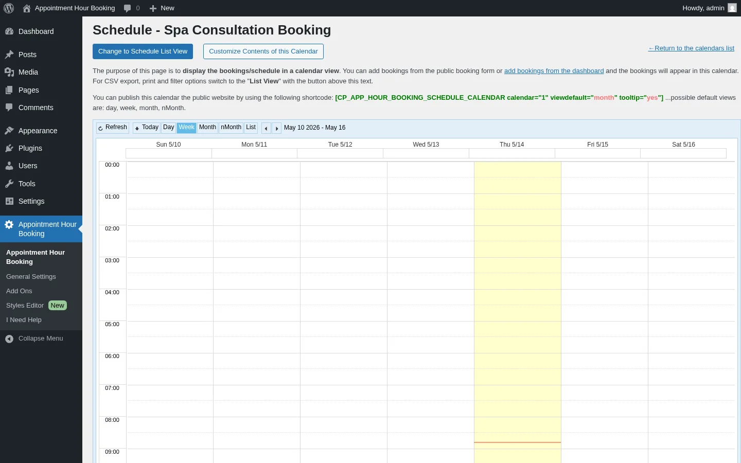 Schedule view