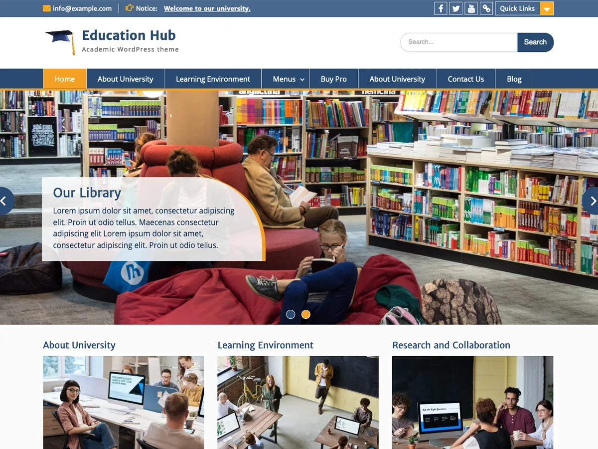 Education Hub WordPress theme preview