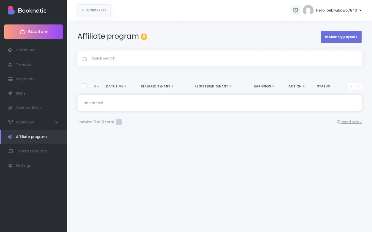 Affiliate-Programm – Admin-Modul
