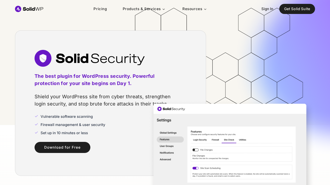 Captura del sitio web de Solid Security